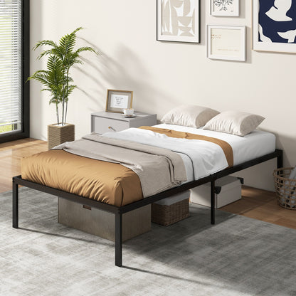 Metal platform bed frame with under-bed storage | ideal for optimizing space in childrens room.