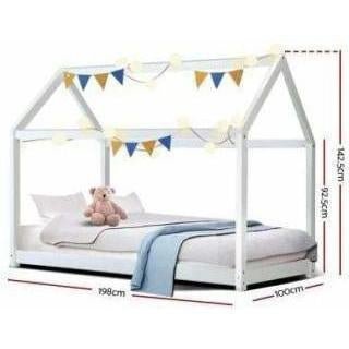 Furniture Casa Artiss House Bed Single Size Wooden Frame White