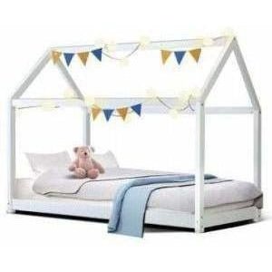 Artiss House Bed Frame White Wooden Single Size | Kids Mega Mart | Shop Now!