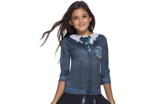 Slytherin costume top for kids - Official Harry Potter license for magical home dress-up.