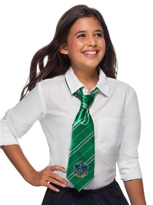 Slytherin House tie from Harry Potter, perfect for kids costumes and playtime adventures.