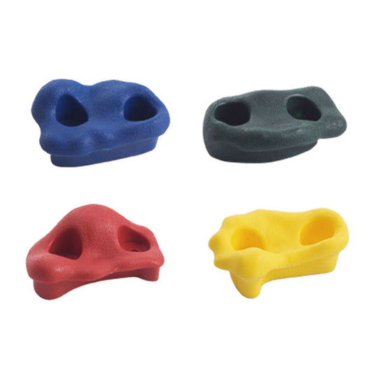 Colorful outdoor climbing rocks set for kids play walls, encourages active fun and creativity.