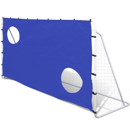 Kids soccer goal with target wall for backyard training, improving aim and skills.