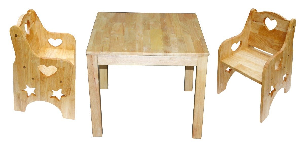 Solid Timber Table with 2 Toddler Chairs