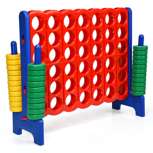 Giant Connect 4 outdoor game set with 42 jumbo rings for kids and adults.