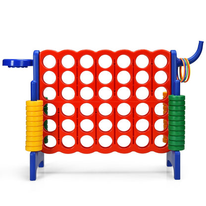 Colorful Giant Connect 4 game with hoop and rings for active play at home.