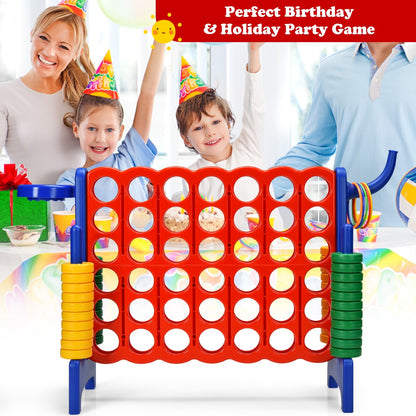 Interactive Giant Connect 4 Game with Basketball Hoop and Rings for kids fun at home.