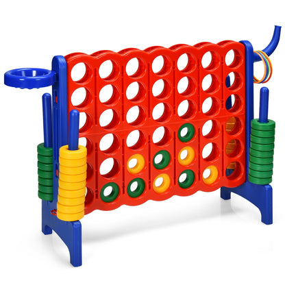 Kids Giant Connect 4 Game Set with Basketball Hoop and Rings for active indoor play