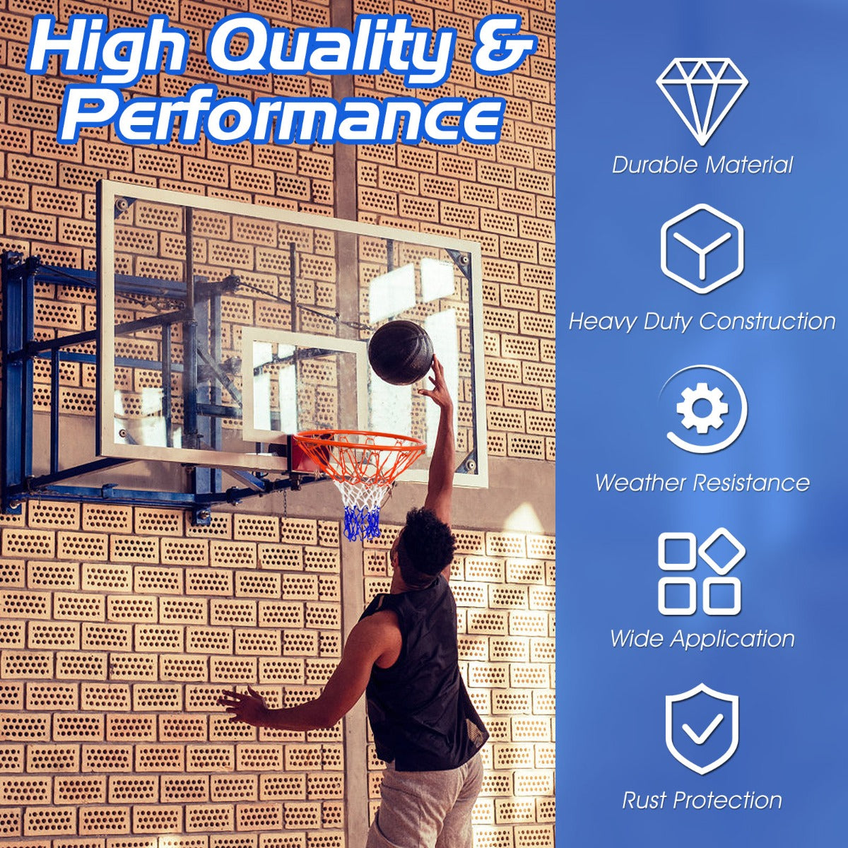 Kids Basketball Hoop with 46cm Rim and Net for Indoor/Outdoor Play at Home