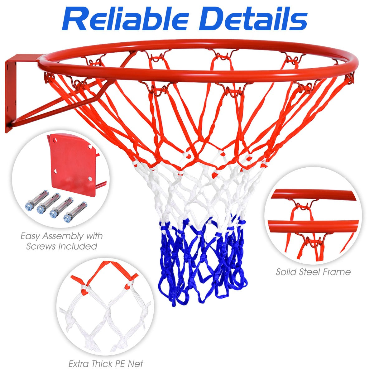 Kids Basketball Hoop with 46cm Rim and Net - Ideal for Indoor and Outdoor Play