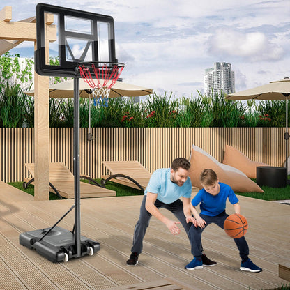 Adjustable basketball hoop for kids and adults, ideal for home fun and practice.