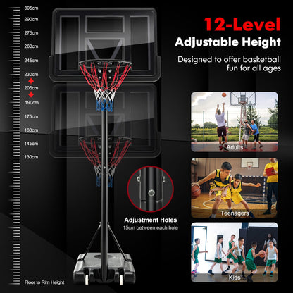 Adjustable portable basketball hoop for kids and adults, ideal for home play and practice.