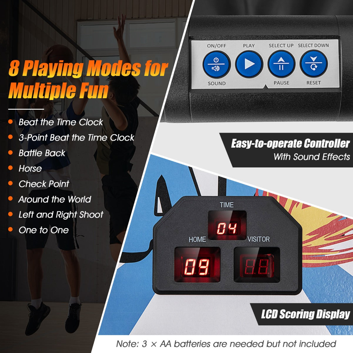 Foldable Kids Basketball Arcade Game with Scoring - Interactive home fun for young athletes.