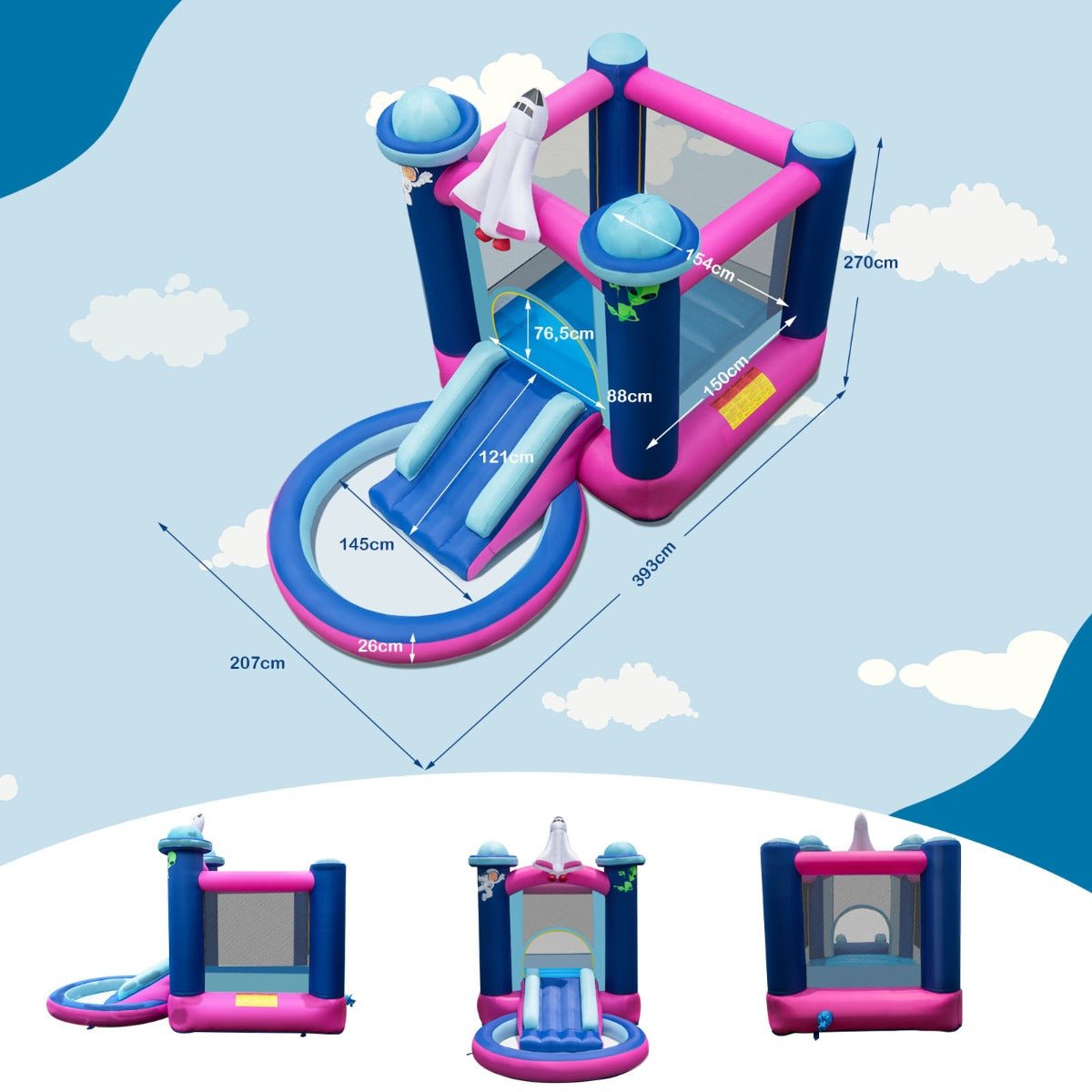 Space Adventure Inflatable with Jumping Area & Slide - Cosmic Fun