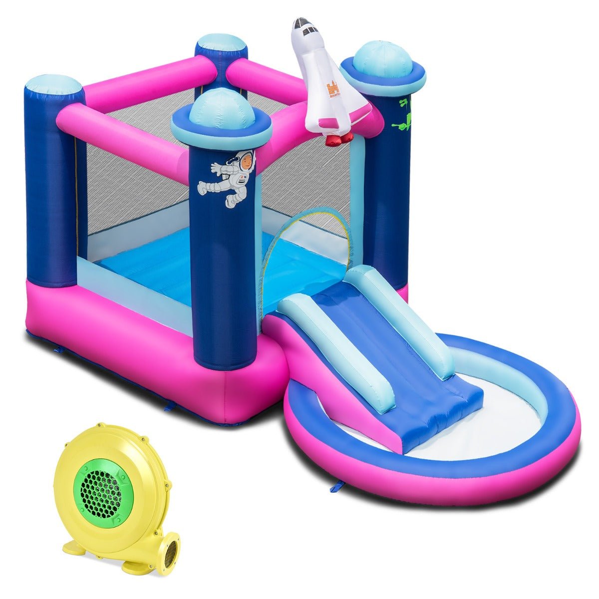 Inflatable Space Bounce House with Jumping Area & Slide - Galactic Adventure