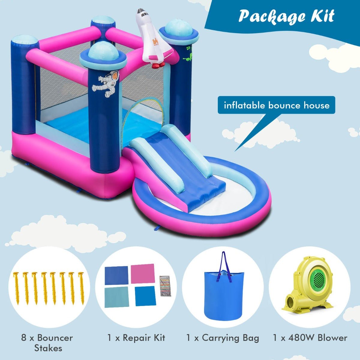 Kids Inflatable Space Bounce House - Jump, Slide & Discover the Stars