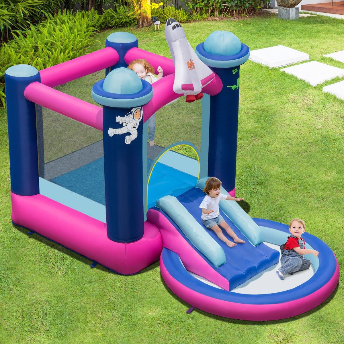 Inflatable Space Adventure with Jumping Area & Slide - Play Among the Stars