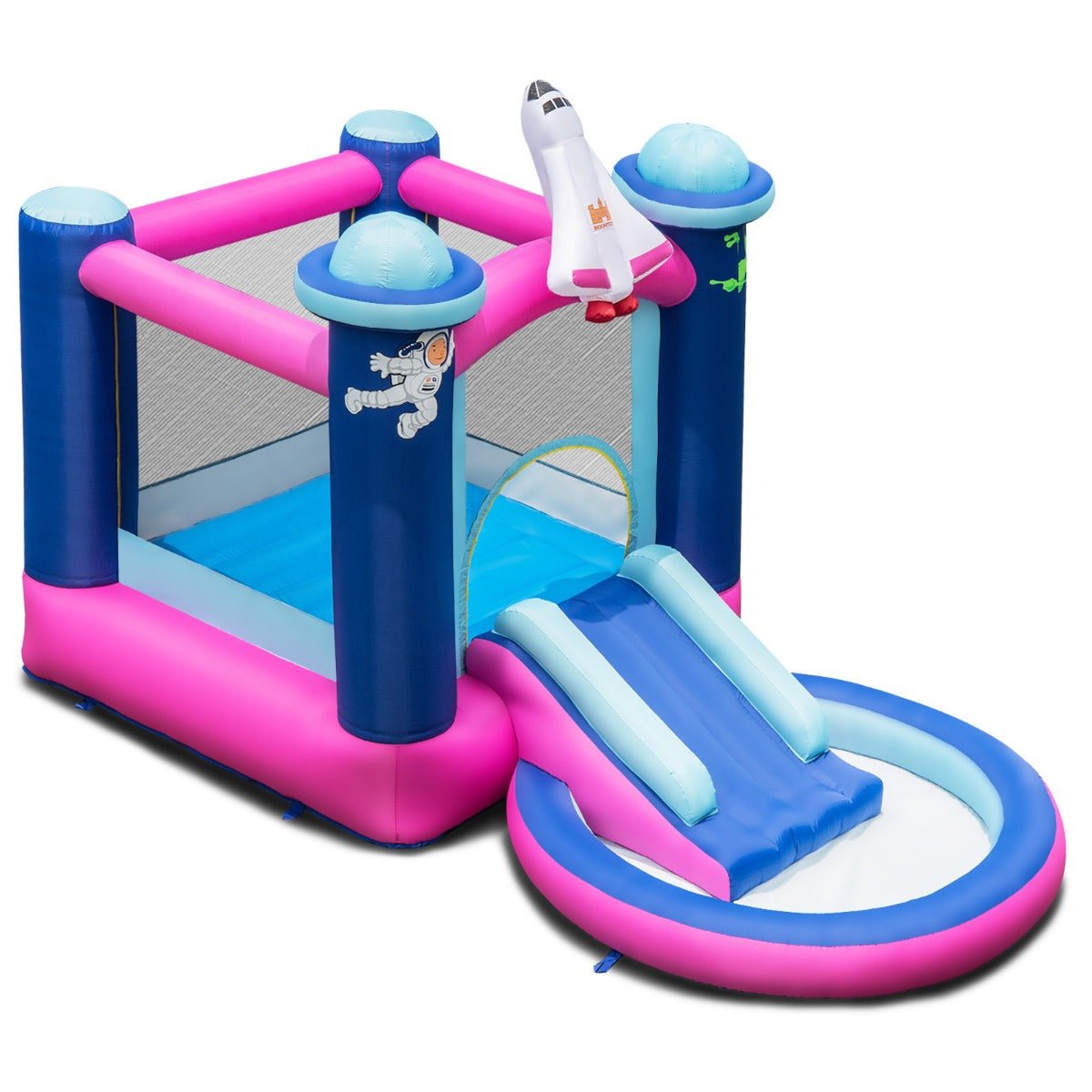 Space-Themed Bounce House with Jumping Area & Slide - Galactic Adventure