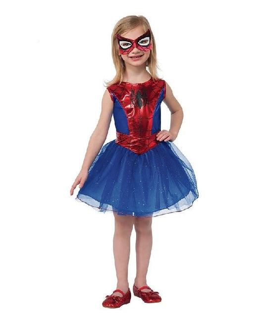 Spider-Girl tutu costume for kids, a superhero dress for imaginative play at home.