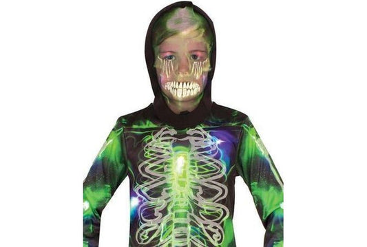 Kids Halloween costume | Glowing Skeleton Jumpsuit, perfect for spooky home festivities.