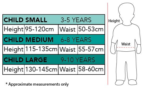 Jack Skellington Costume Size Chart