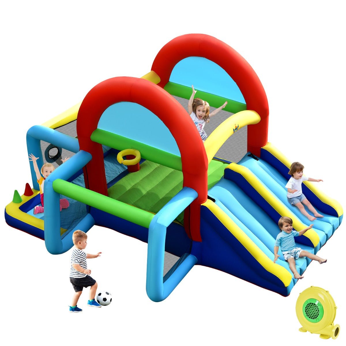 Inflatable Bounce House with Dual Slides & Jumping Area - Complete Set