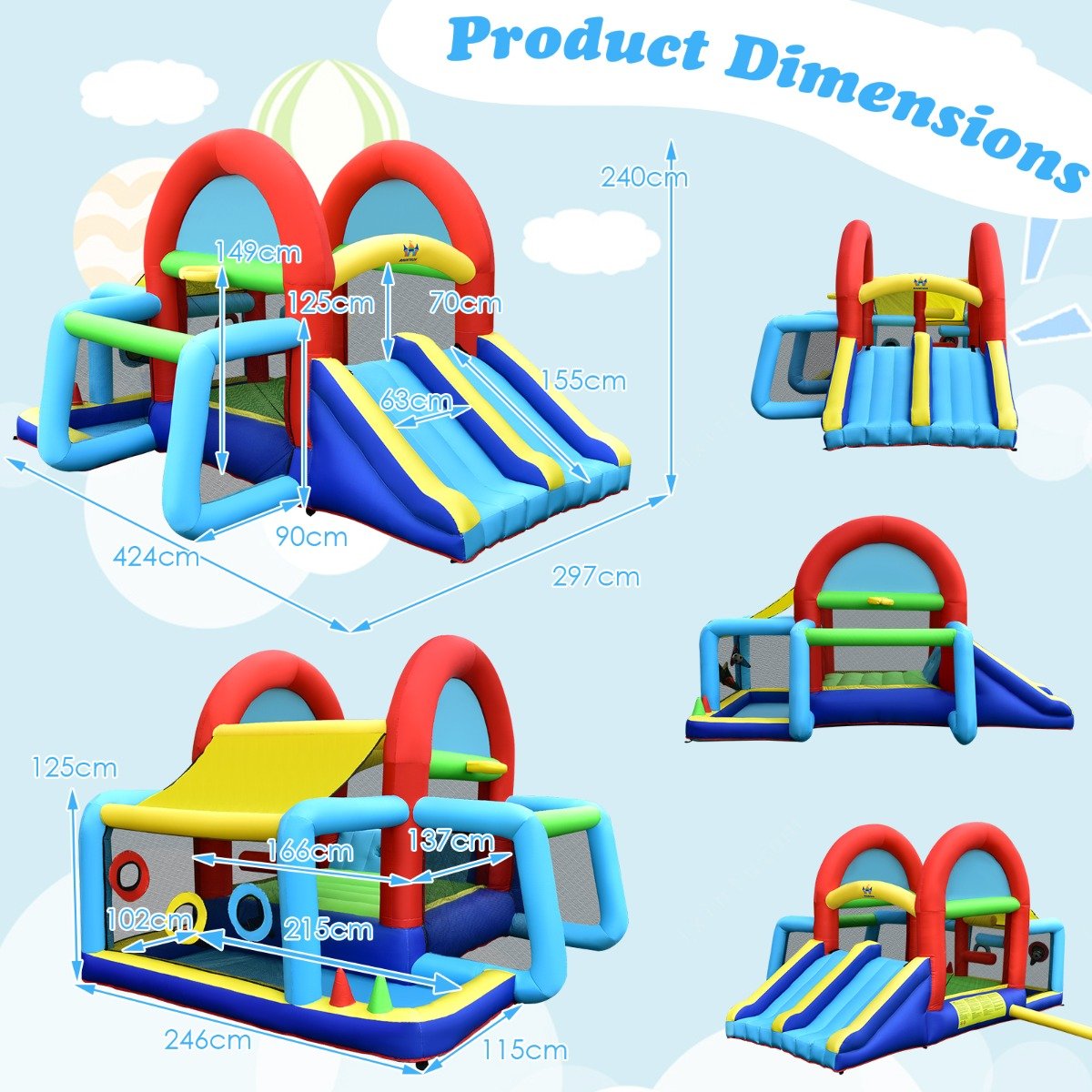 Dual Slide Inflatable Bounce House - Jumping Fun for Children (Blower Included)
