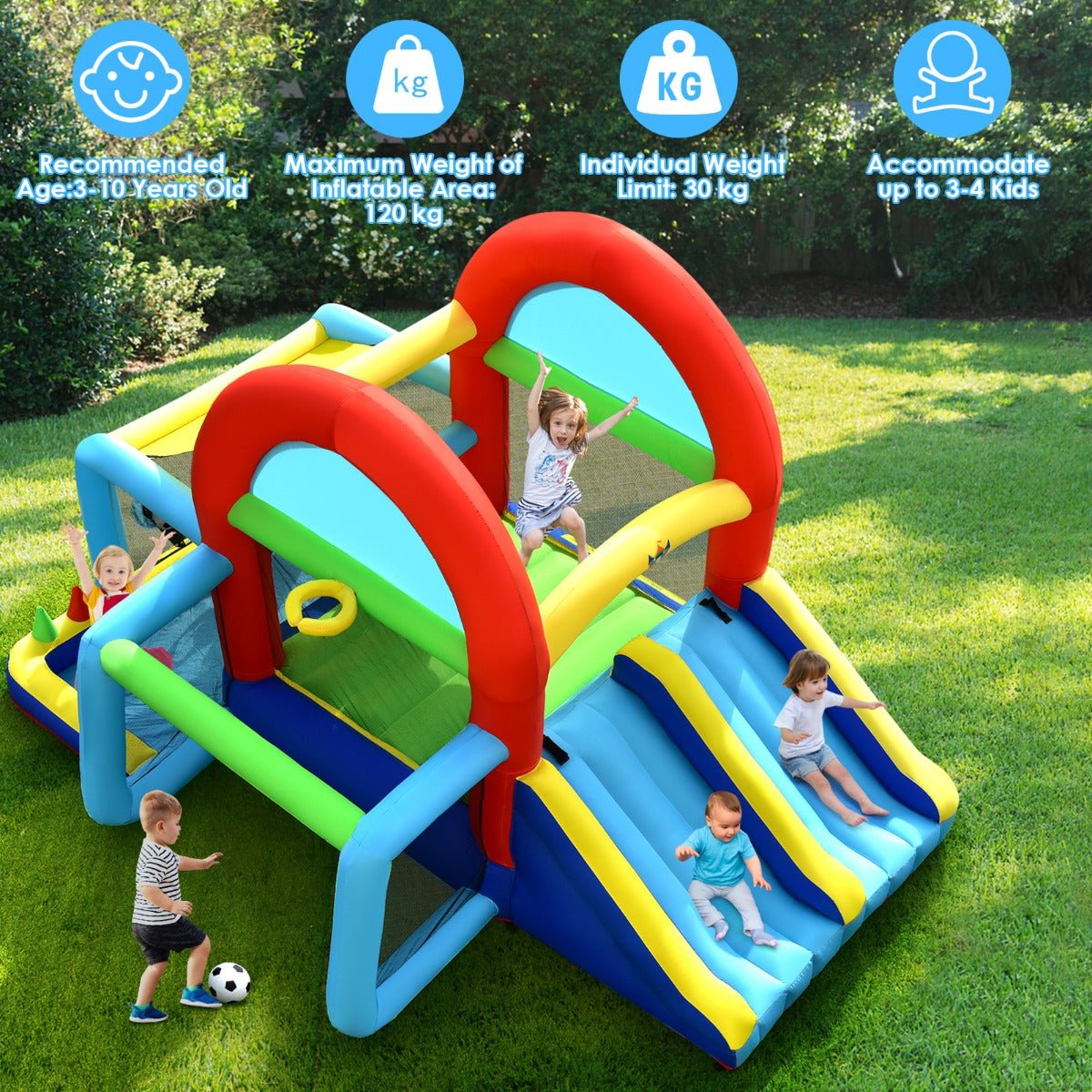 Kids Ultimate Adventure - Inflatable Bounce House with Dual Slides (Blower Included)