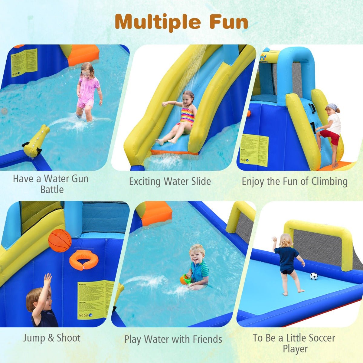 Children's Inflatable Water Play Area - Slide, Sprayers, and Joyful Playtime