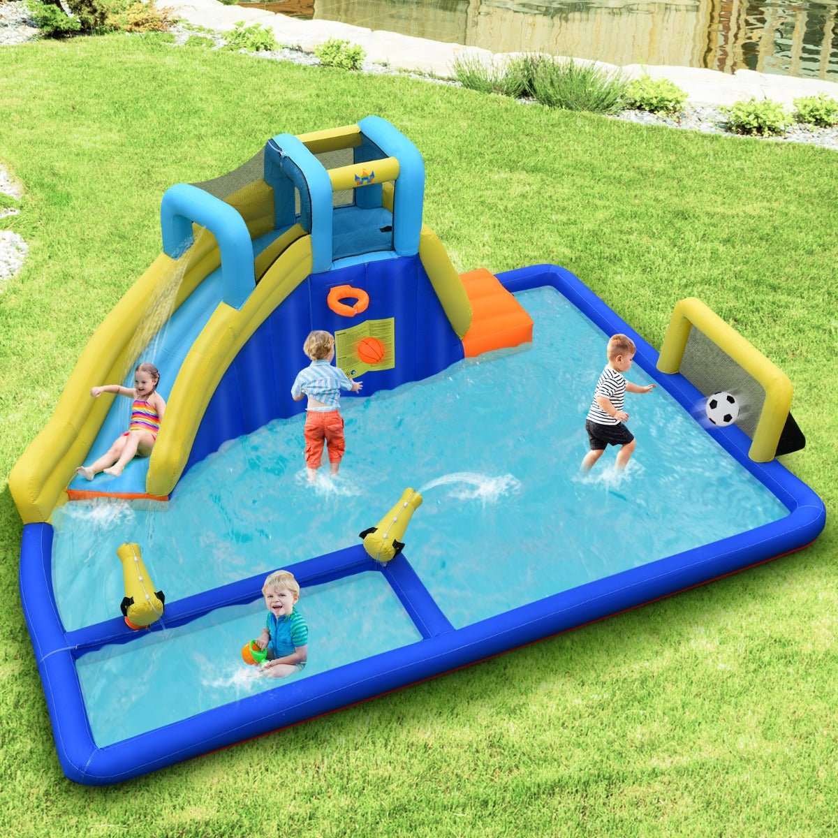 Water Jumping Castle with Slide - Outdoor Fun and Cooling Water Play