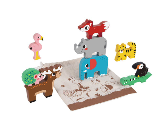 Colorful stacking animal blocks for imaginative play, ideal for childrens home learning and fun.