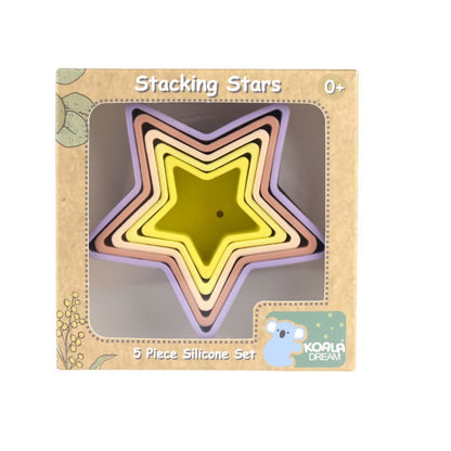 Silicone stacking stars set for water play, engaging babies and toddlers at home.