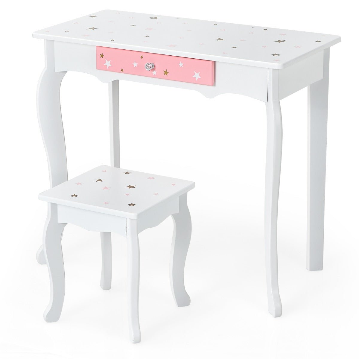 Children's Vanity Table & Chair - Magical Bedroom Nook with Tri-Fold Mirror