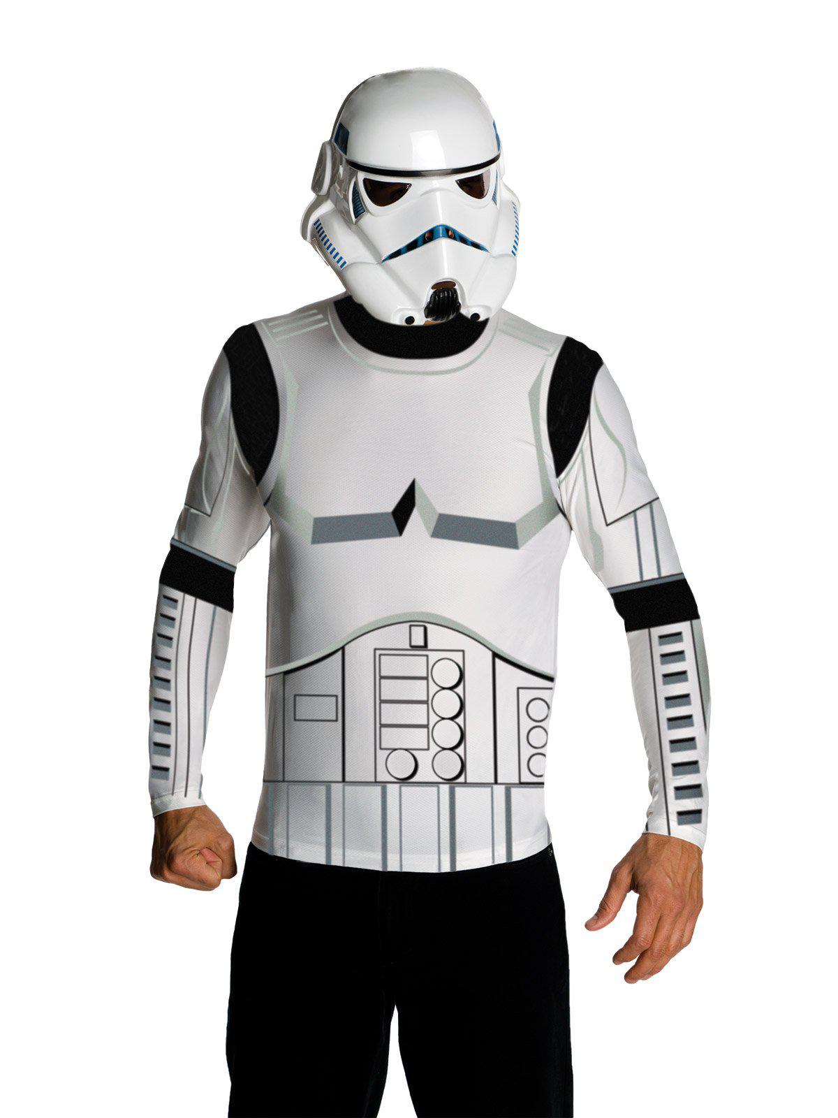 Adult Star Wars Stormtrooper costume top and mask for authentic Galactic battles at home.