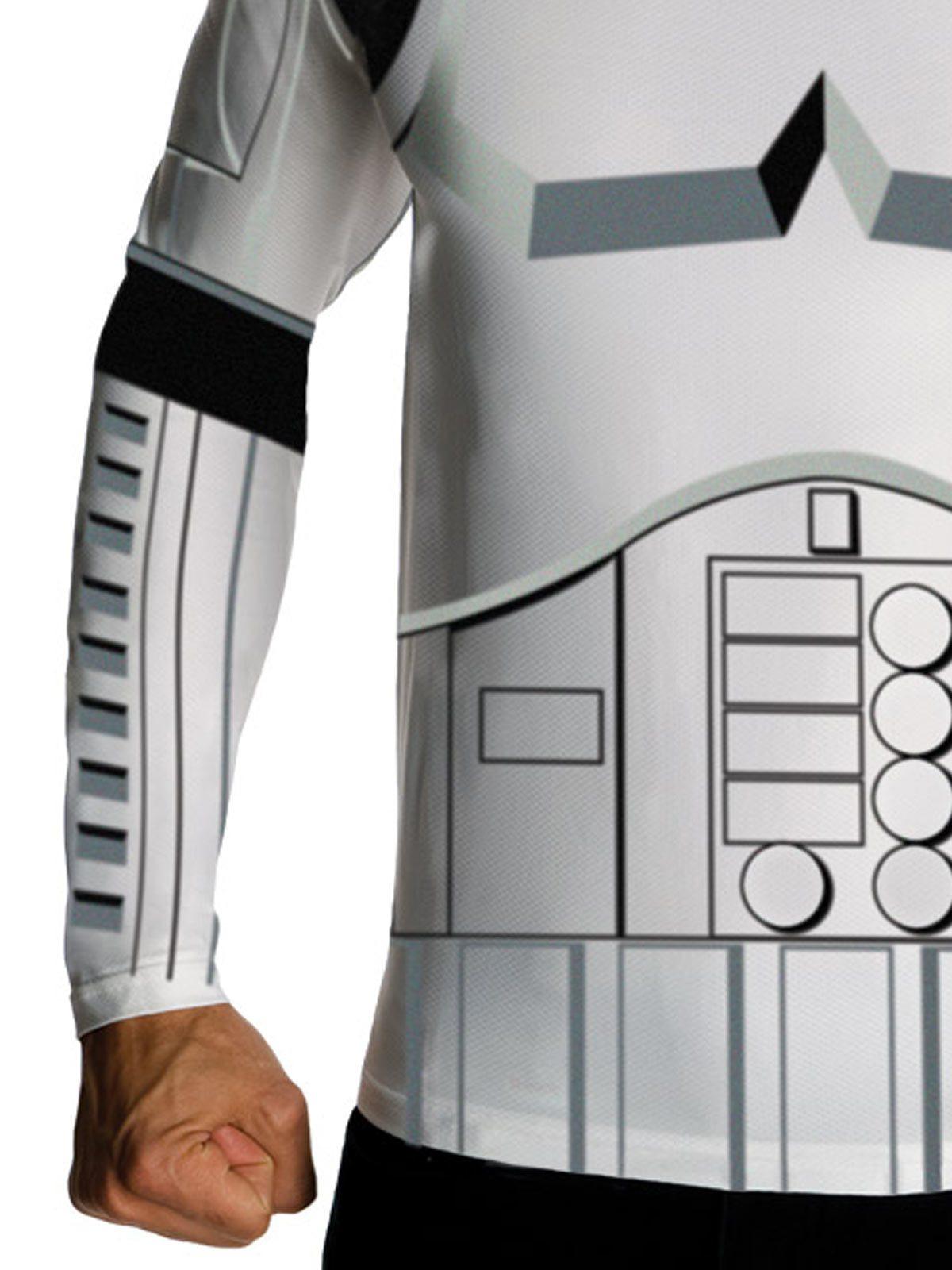 Adult Star Wars Stormtrooper costume top and mask, perfect for cosplay and Halloween fun.