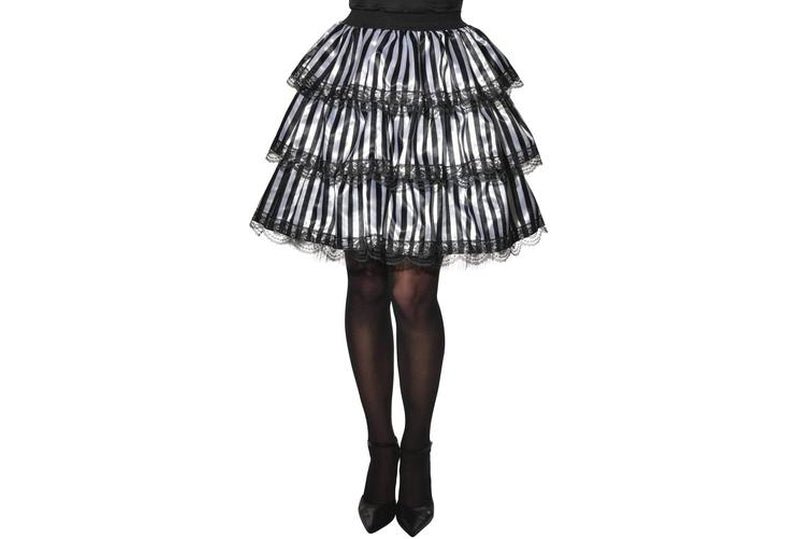 Striped Black & White Ruffle Skirt Adult Size Std