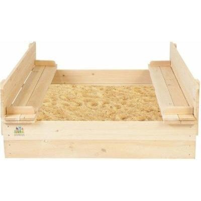 Foldable seat wooden sandpit for kids, creating a fun and versatile play area at home