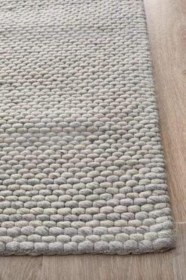 MODERN Studio Oskar Felted Wool Striped Floor Rug Grey