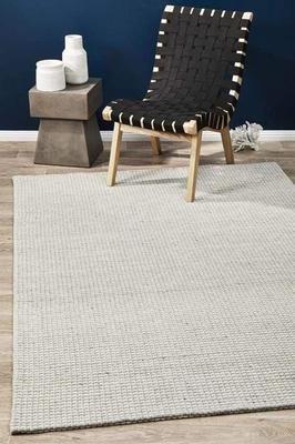 MODERN Studio Oskar Felted Wool Striped Floor Rug Grey White