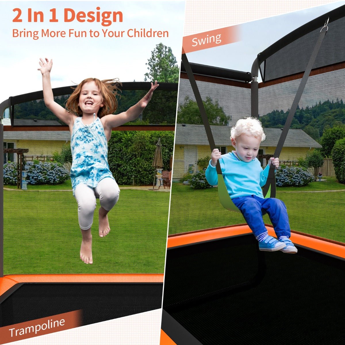 Swing and Bounce: 6 FT Recreational Trampoline with Swing for Children