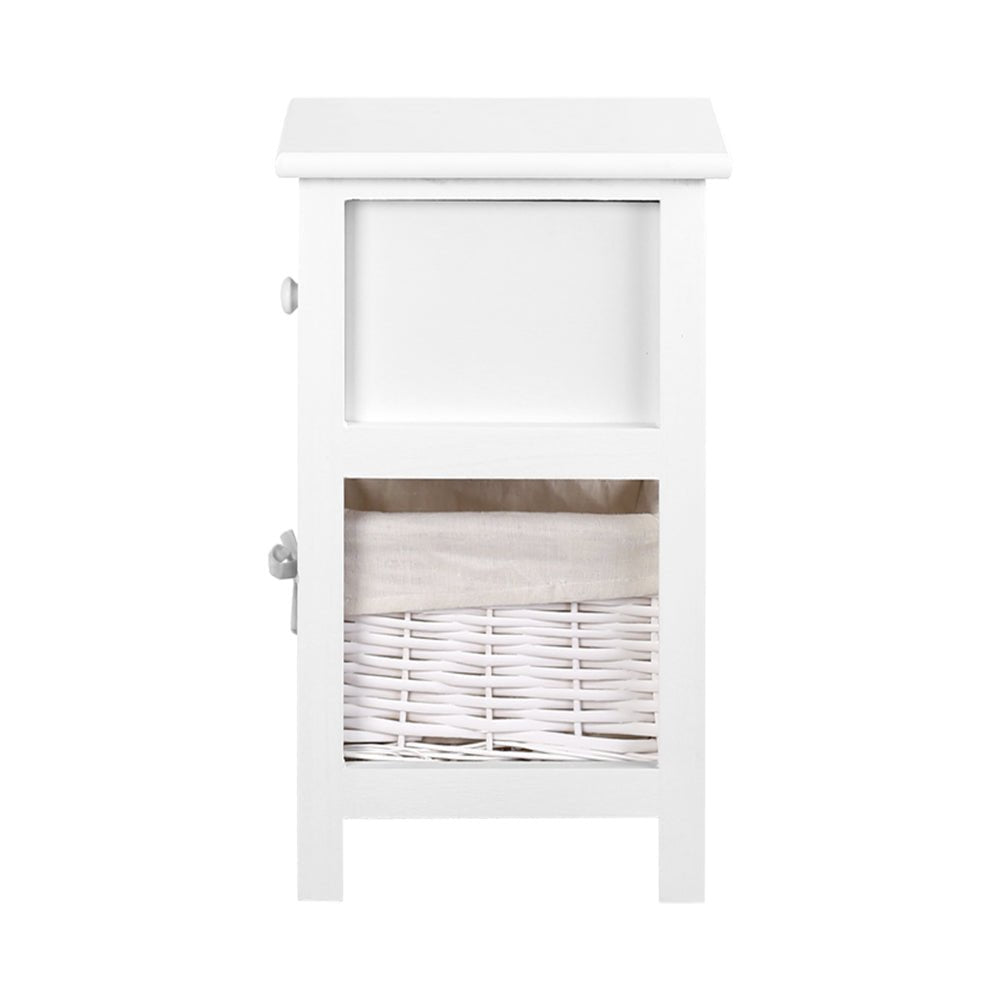 Ariss Bedside Table White 2 piece