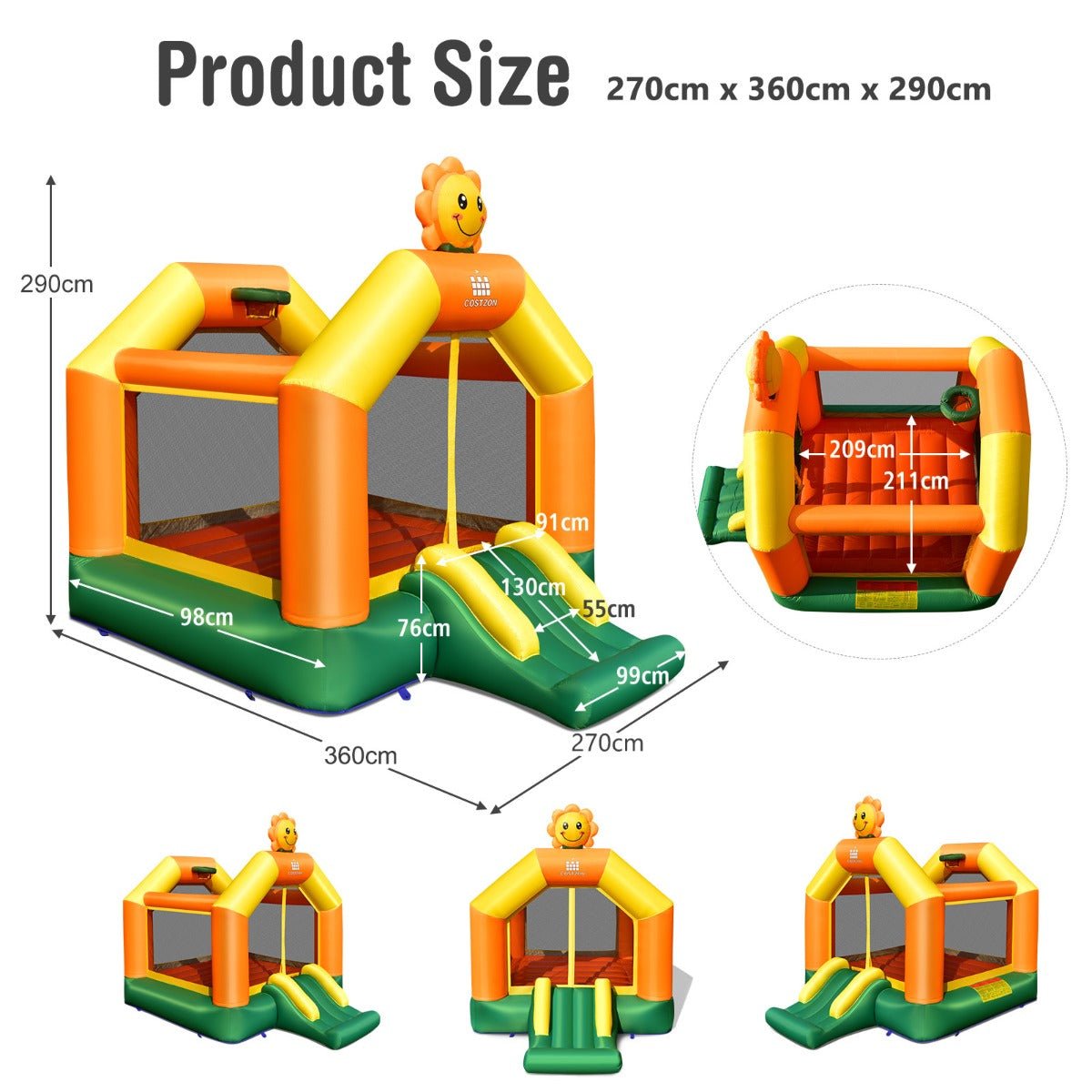 Sunflower Theme Bounce House with Slide - Smiles Guaranteed