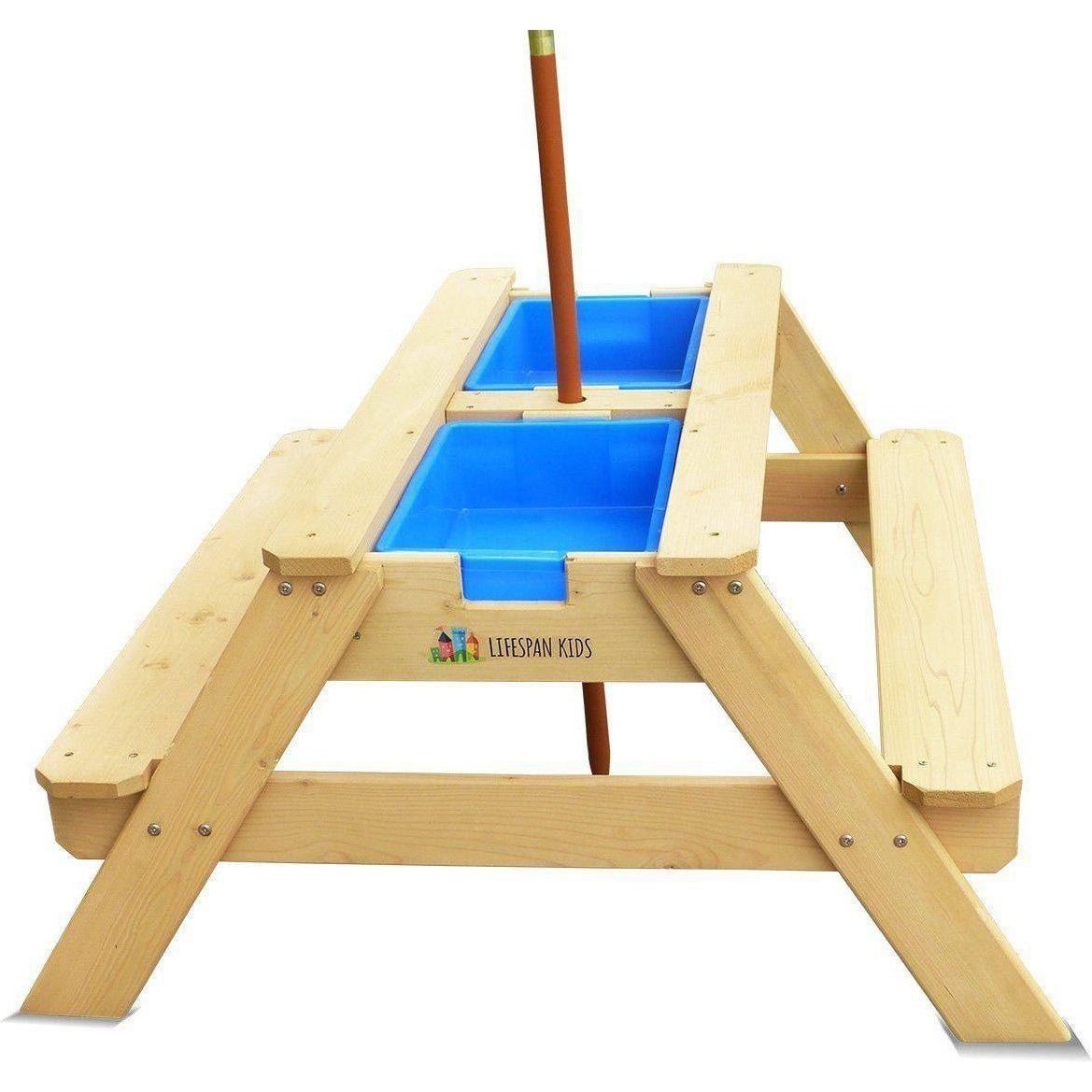 Kids Picnic Sand and Water Activity Table with Bench Seat Outdoor Toy