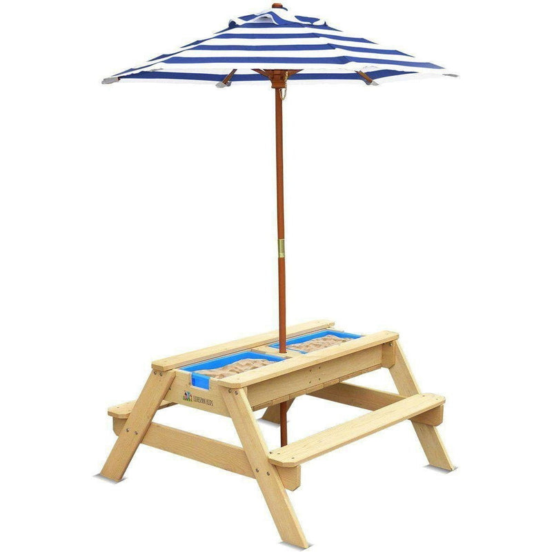Kids Sand and Water Table Wooden with Umbrella
