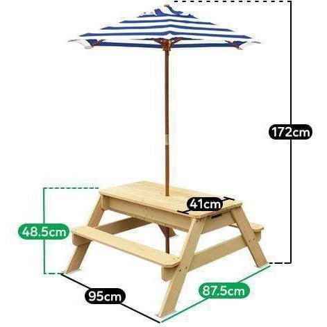 Kids Picnic Table with Umbrella and Bench Seat Dimensions