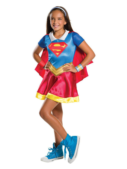 DC Supergirl costume for girls, perfect for young superhero dress-up play at home.