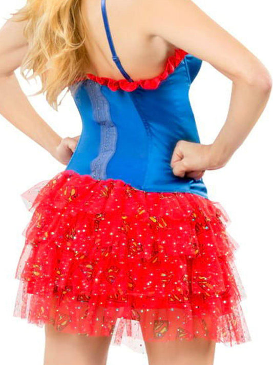 Supergirl sequin tutu skirt for kids to wear as an official DC Comics costume.