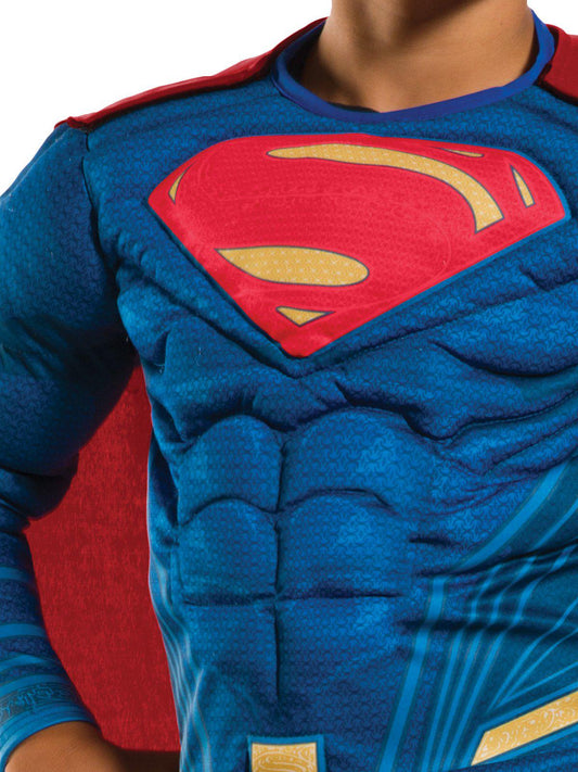 Superman deluxe muscle costume for kids by DC Comics, perfect for imaginative play at home.