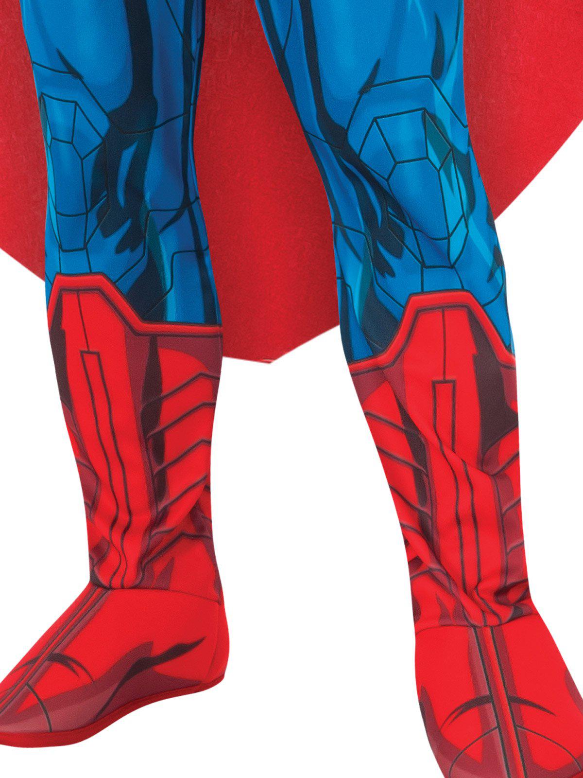 Kids Superman costume features digital print design from DC Comics for immersive pretend play.