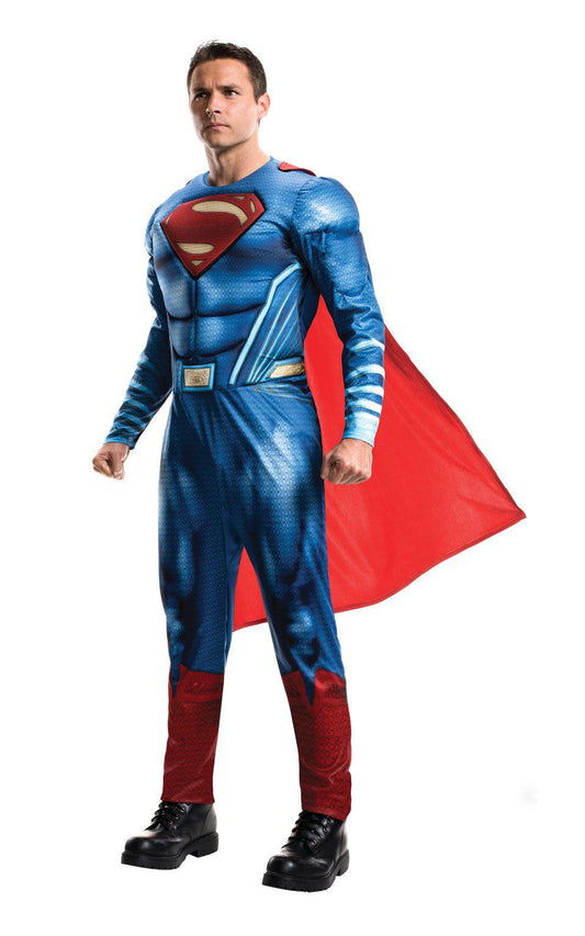 Superman Deluxe JLM Adult Costume features official DC Comics design for superior costume play.